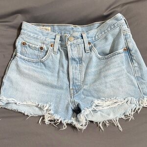 Levi's Light Blue Distressed Jean Shorts